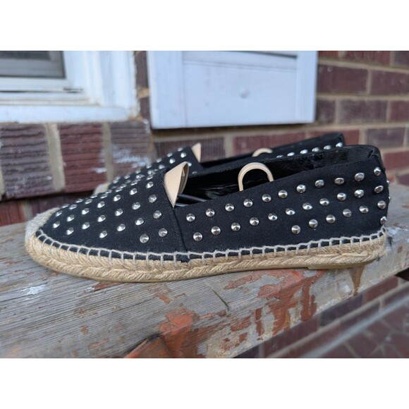 Saint Laurent Black Canvas Studded Espadrilles-Sz 37.5 - Picture 1 of 16